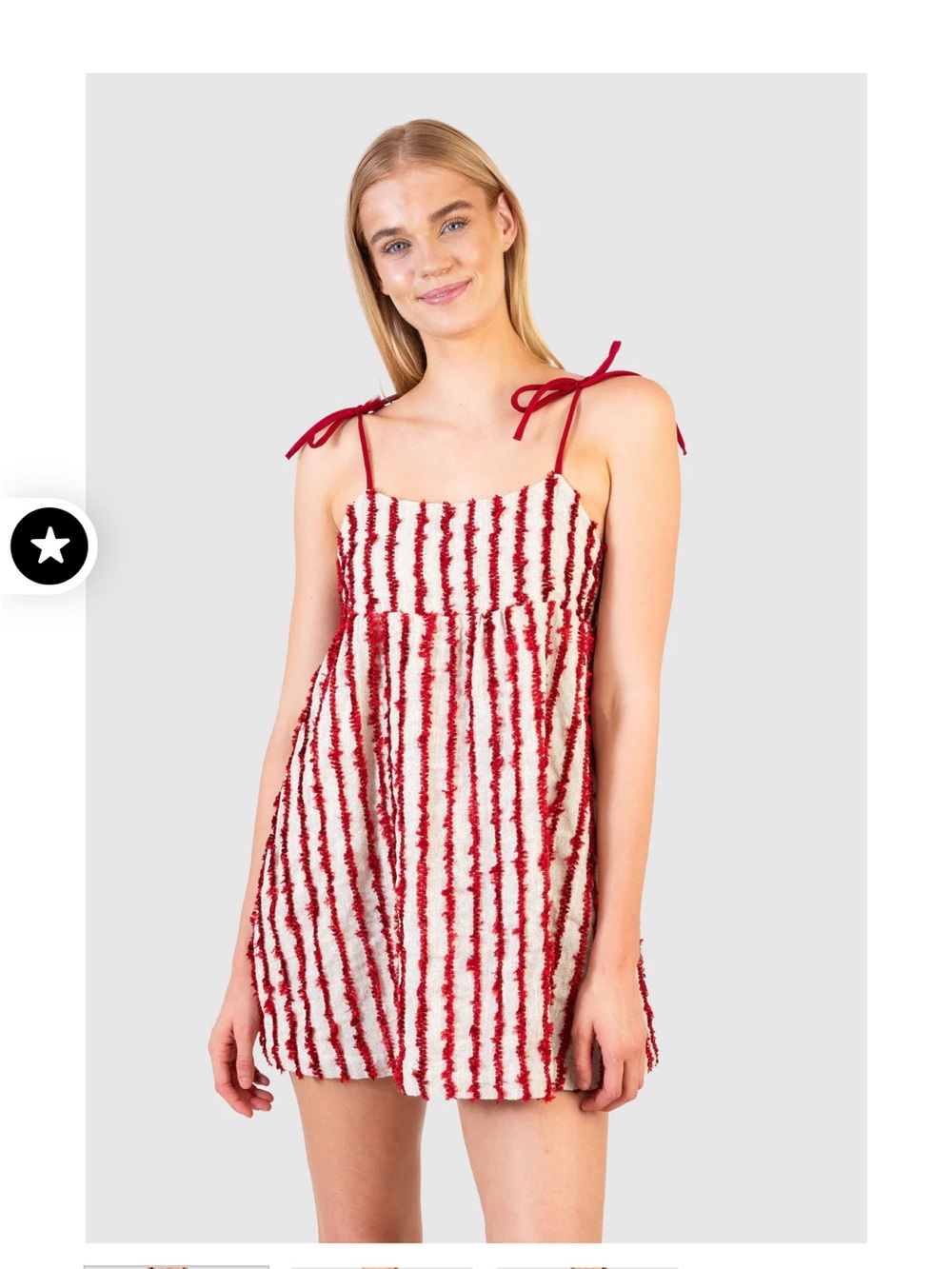Koch Red & White Striped Tie-Shoulder Mini Dress
